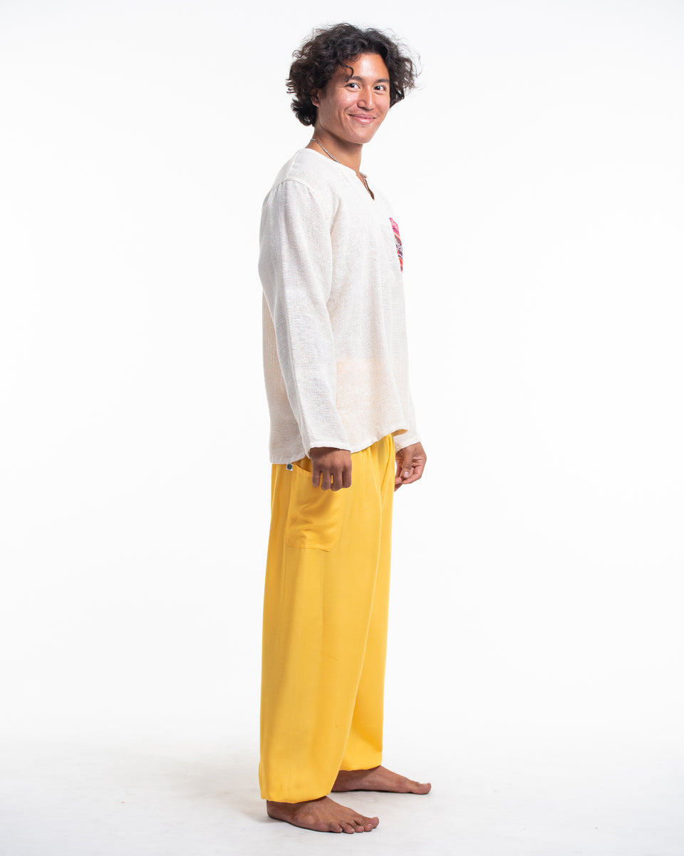 Solid Color Men s Harem Pants in Light Yellow