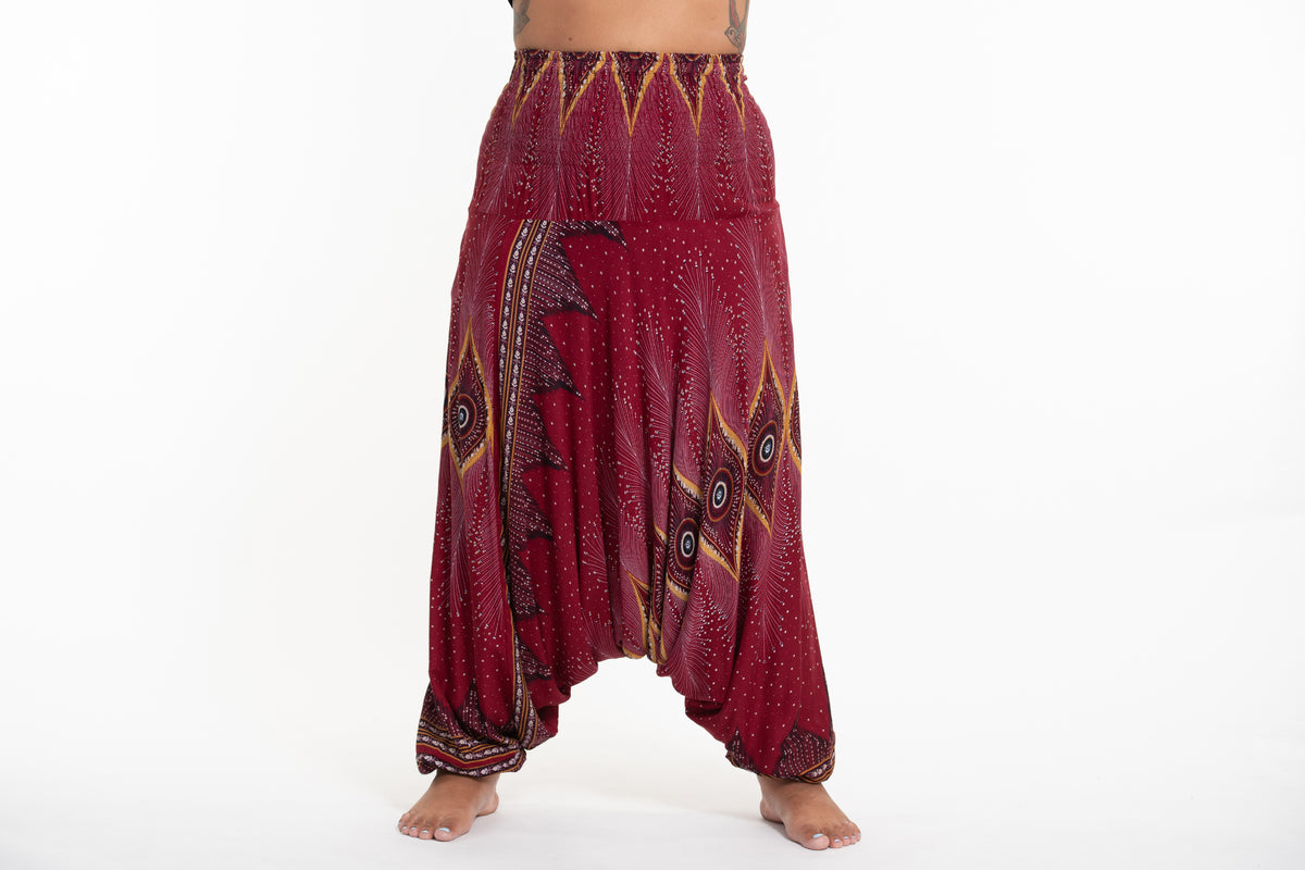 Plus Size Women's Drawstring Pinstripes Cotton Pants with Aztec