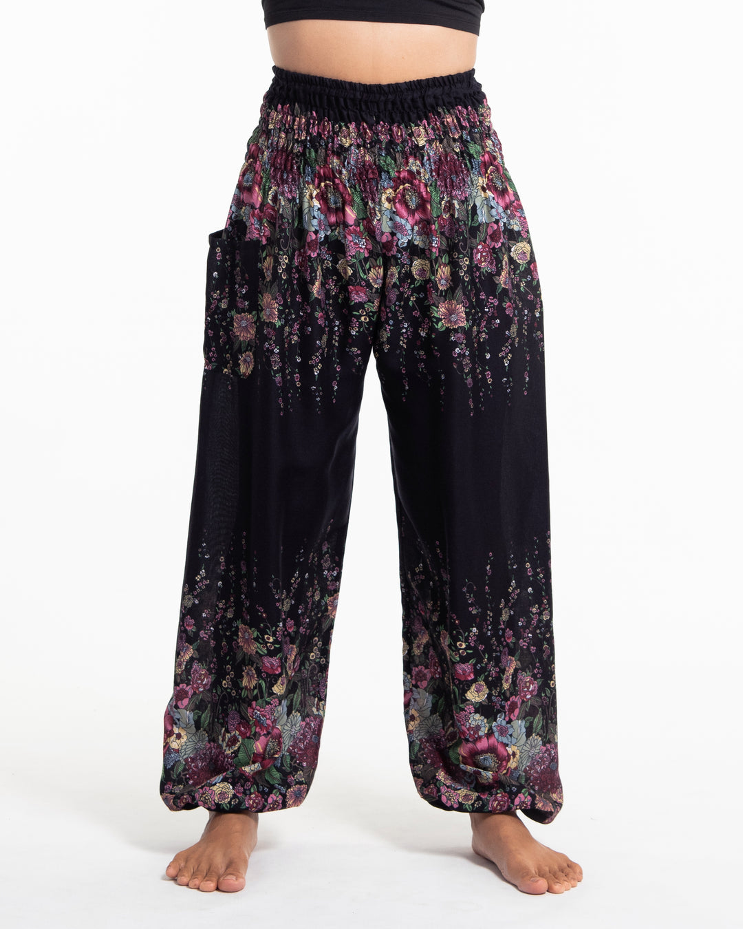 Floral Women's Harem Pants in Black