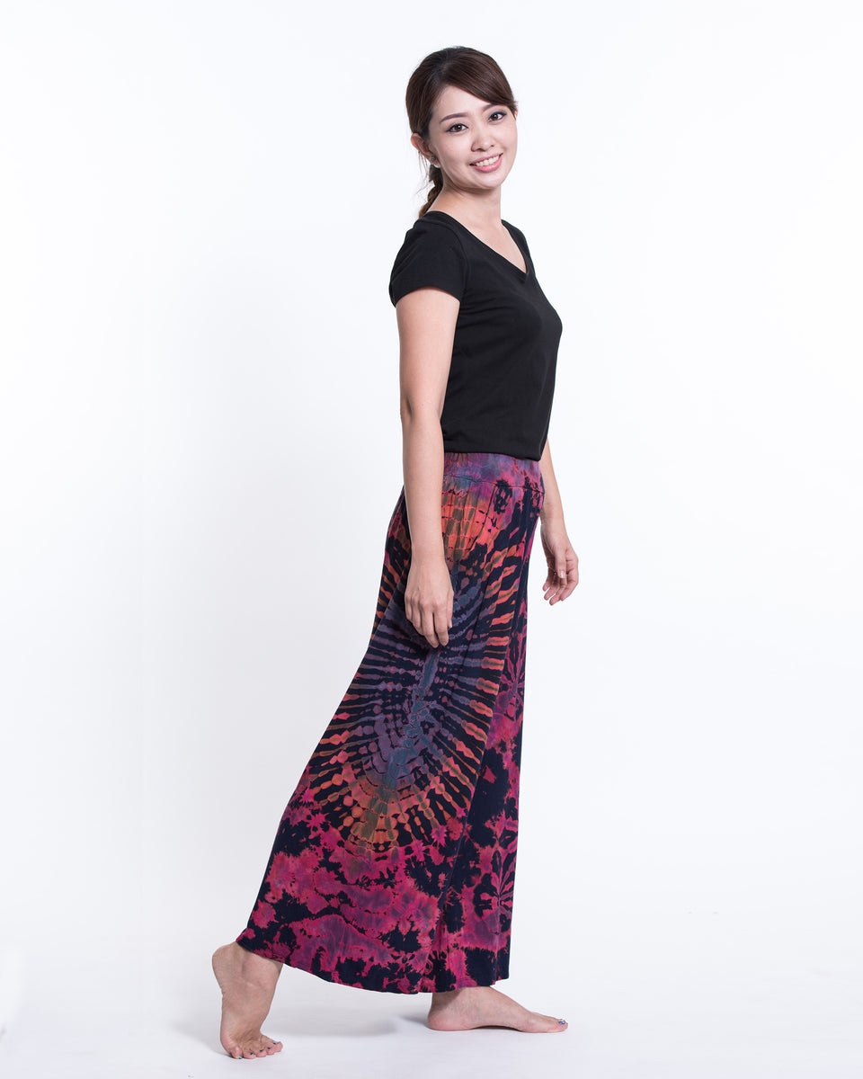 Tie Dye Wide Leg Palazzo Harem Pants Cotton Navy Pink