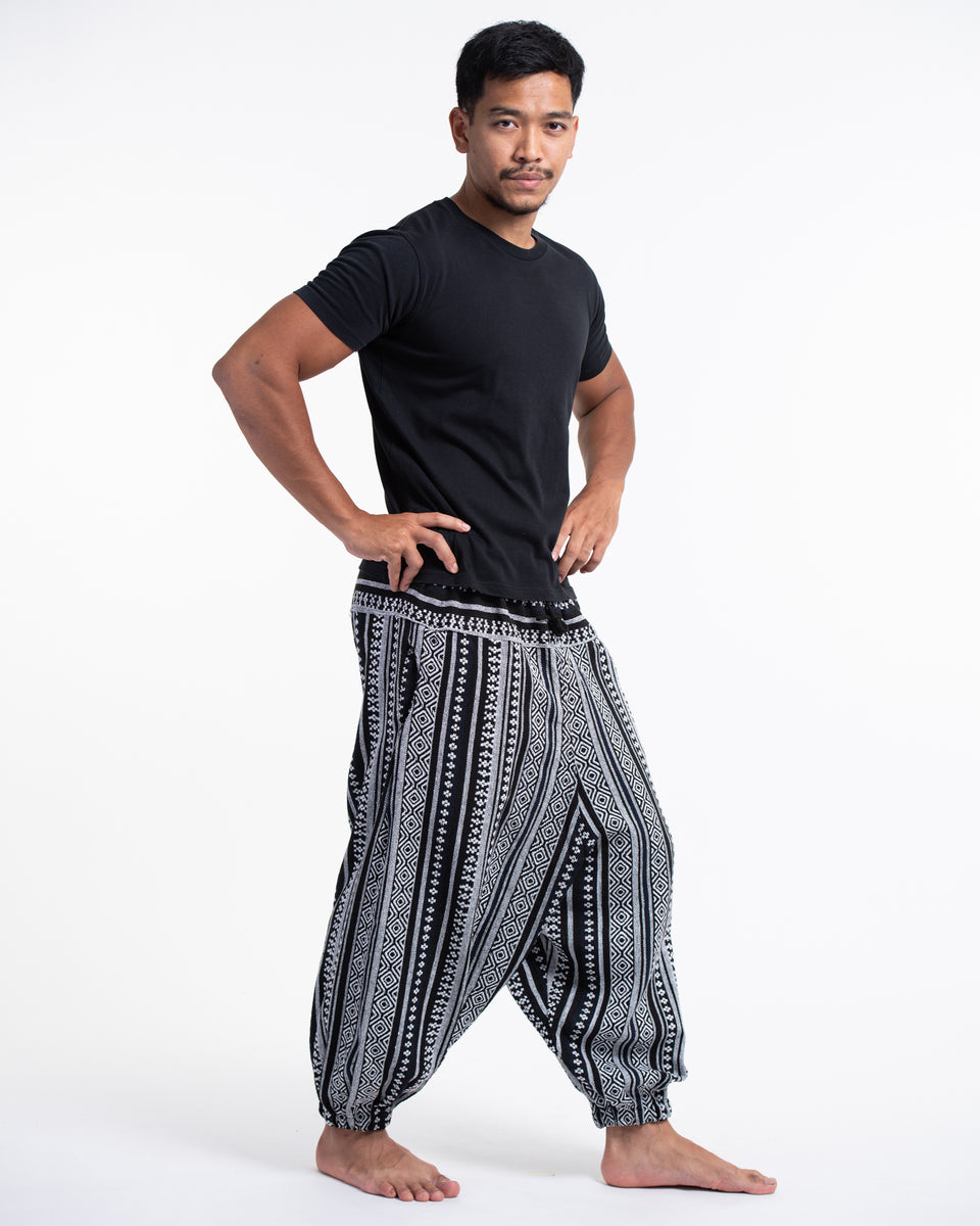 Men's Hill Tribe Low Cut Balloon Pants In Black White – Harem Pants