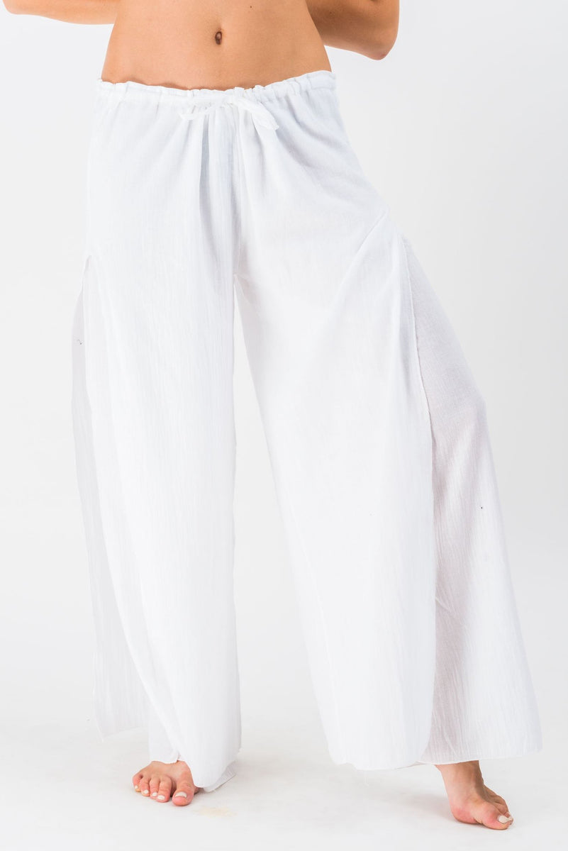 Women's Thai Harem Double Layers Palazzo Pants in Solid White – Harem Pants