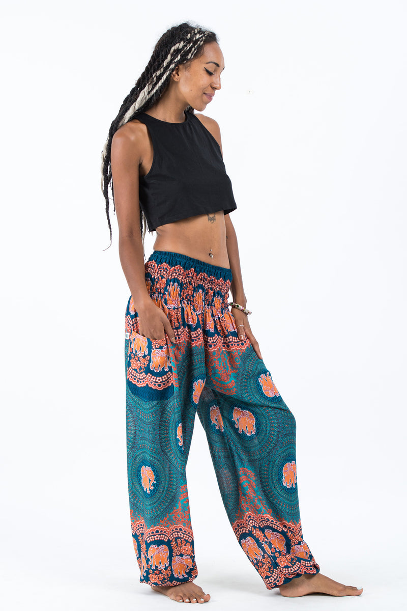 Mandala Elephant Women's Elephant Pants in Turquoise – Harem Pants