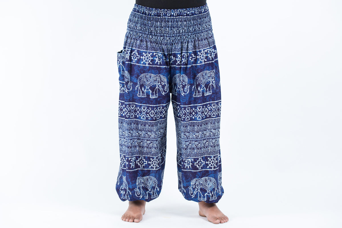 Plus Size Marble Elephant Women's Elephant Pants in Blue – Harem Pants