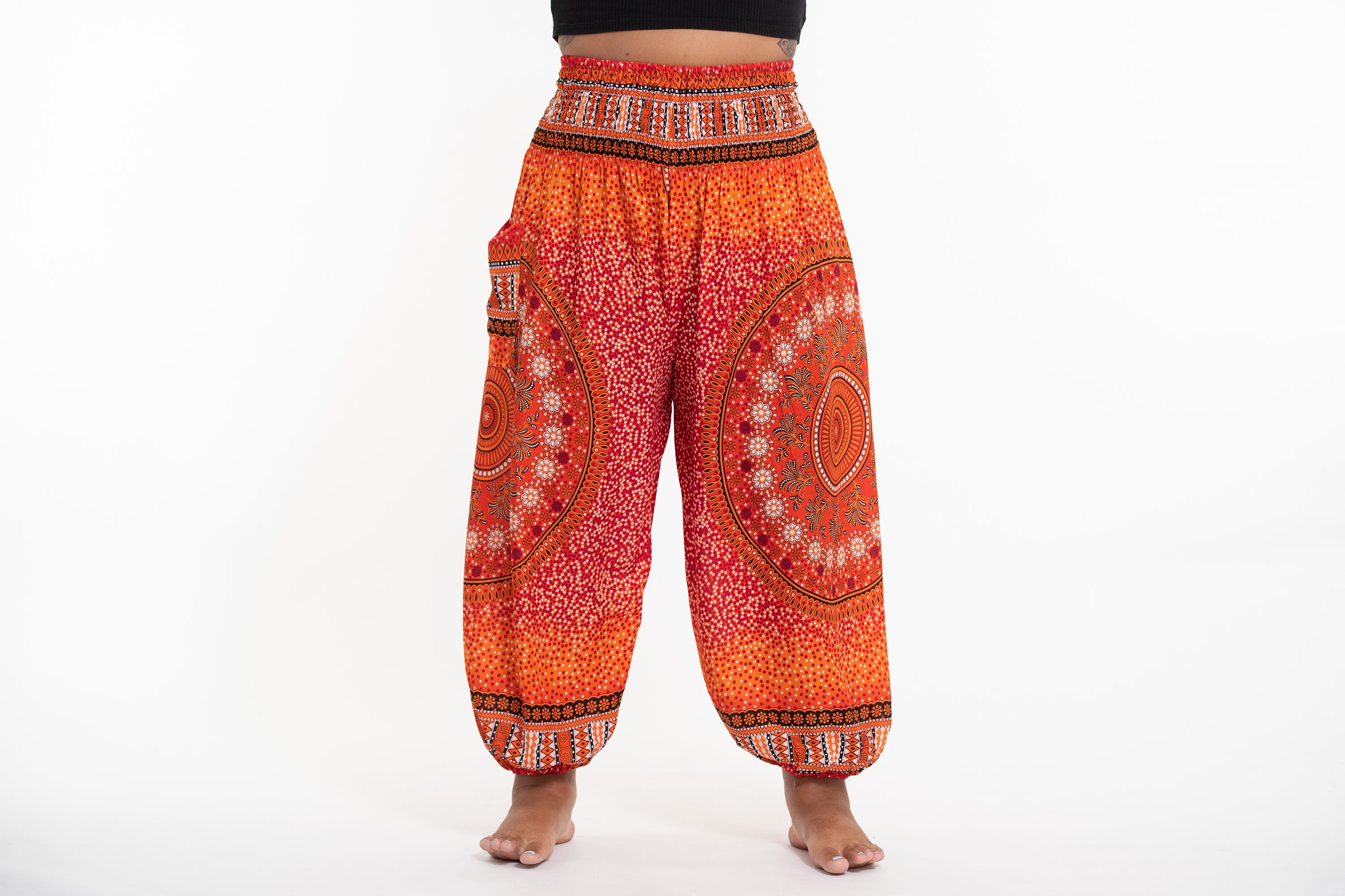 Size Women\'s Harem Orange Plus Pants Chakras in Tribal