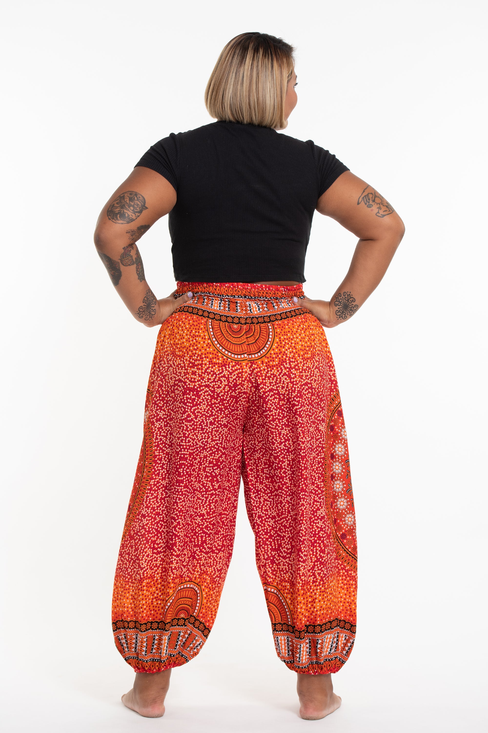 Orange Women\'s Harem in Size Pants Tribal Plus Chakras