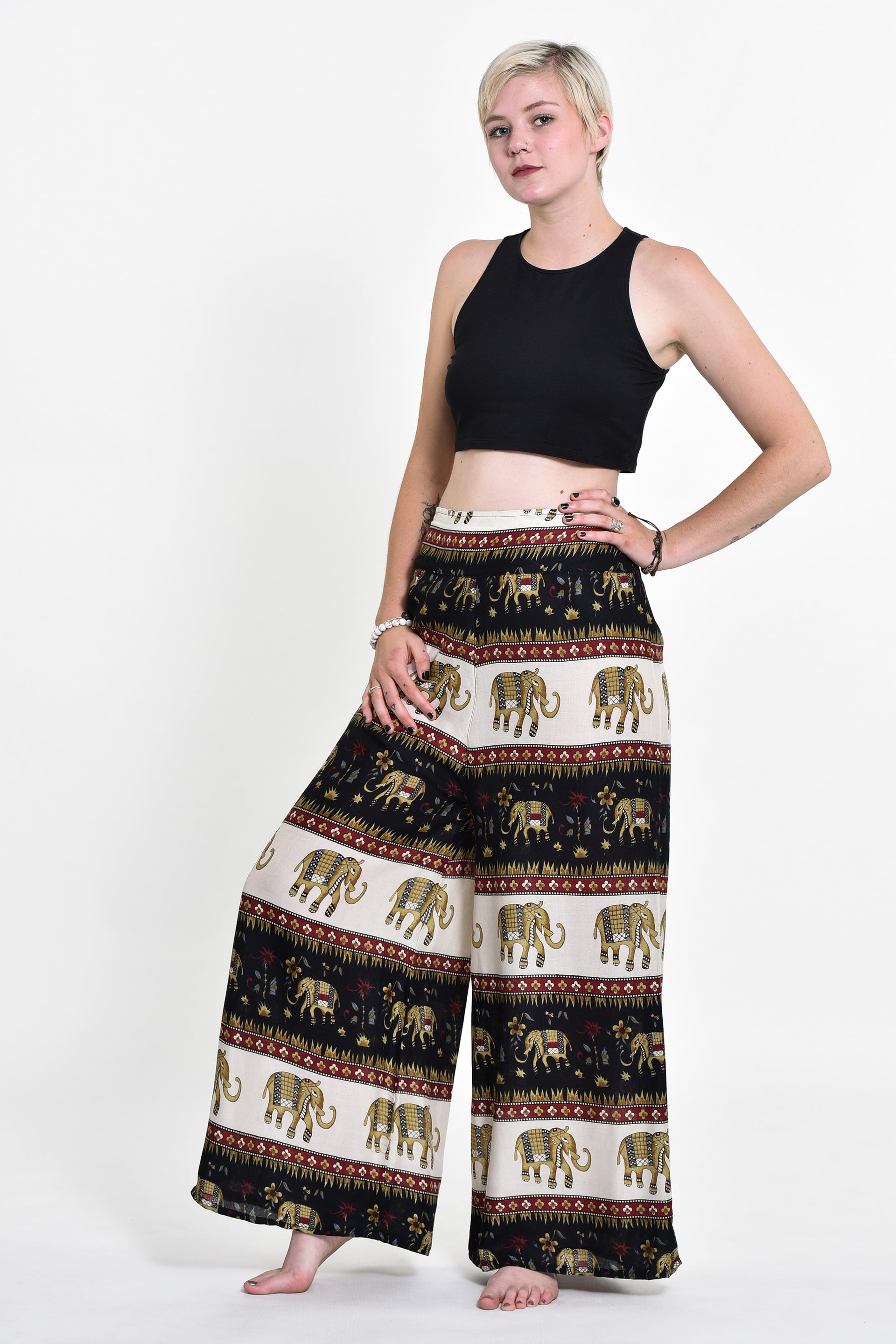 Elephant Bliss Palazzo Style Elephant Pants in Black – Harem Pants