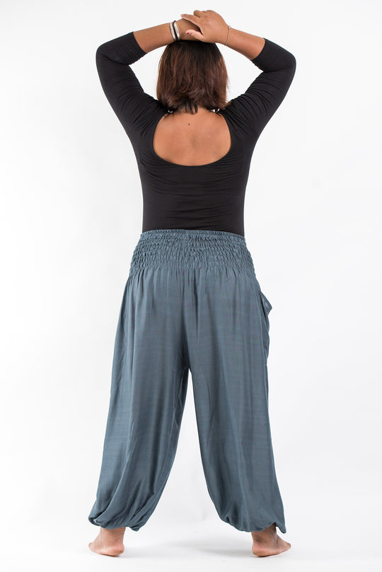 Plus Size Solid Color Womens Harem Pants In Gray