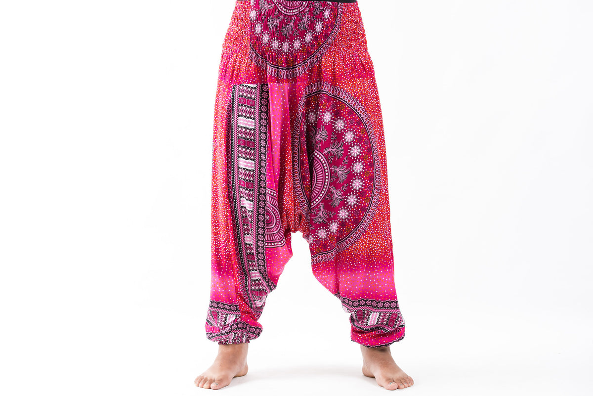 Plus Size Tribal Chakras 2-in-1 Jumpsuit Harem Pants in Pink