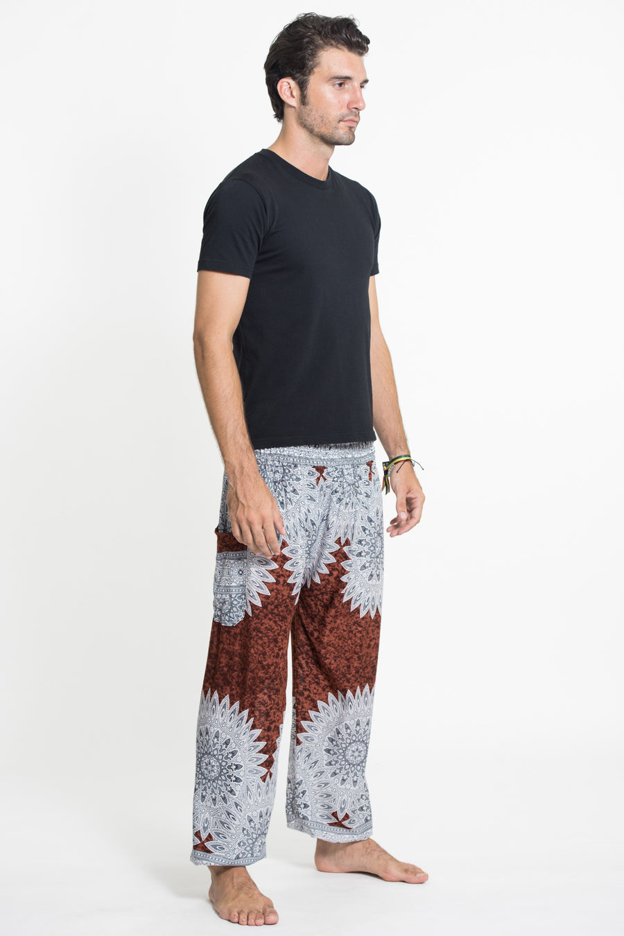 Marble Mandalas Men's Harem Pants in Brown