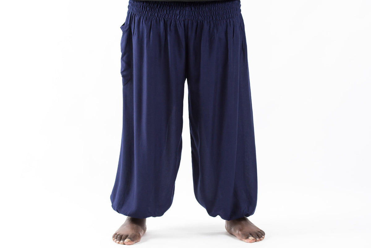 Plus Size Solid Color Women's Harem Pants in Blue