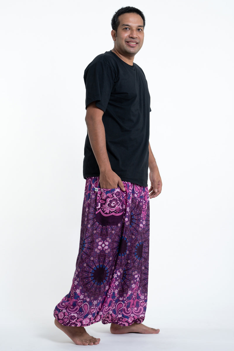 Plus Size Paisley Mandalas Men's Harem Pants in Purple