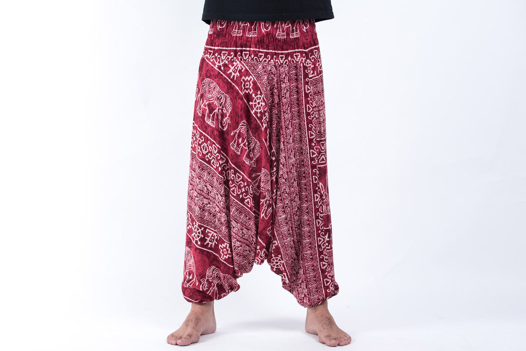 Marble Elephant Drop Crotch Men's Elephant Pants in Red – Harem Pants