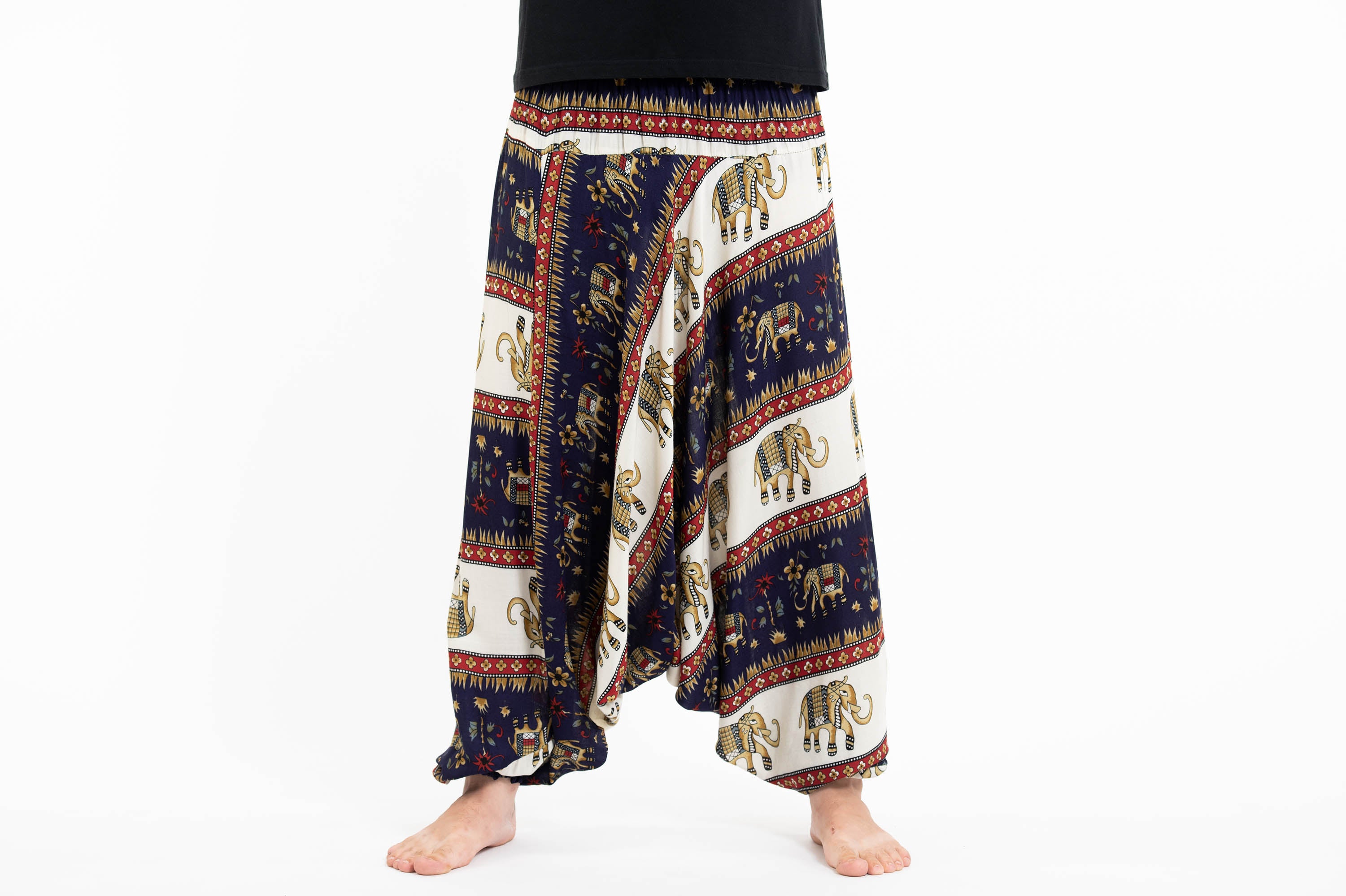 Elephant Bliss Drop Crotch Men's Elephant Pants in Navy