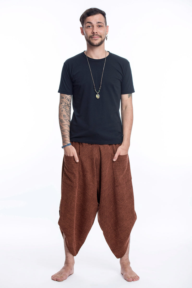 Stone Washed Large Pockets Men's Harem Pants in Brick