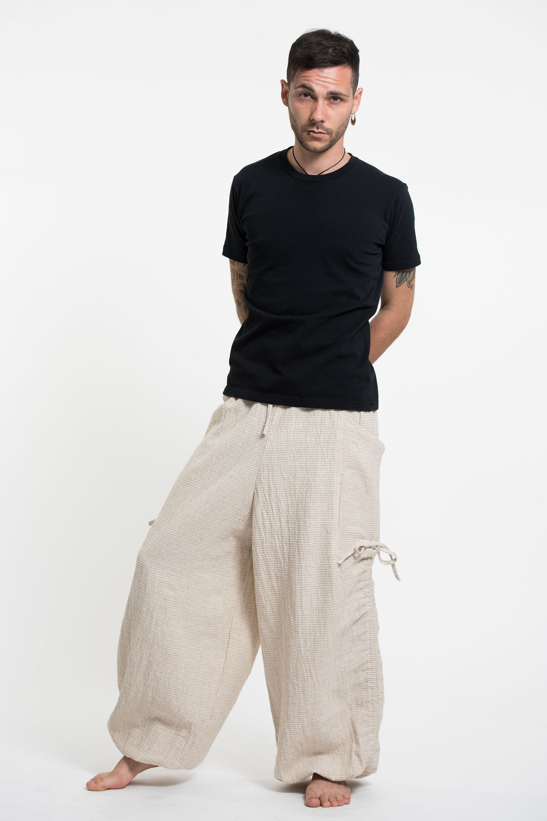 Men's Ribbed Hemp Cotton Linen Blend Pants in Natural – Harem Pants