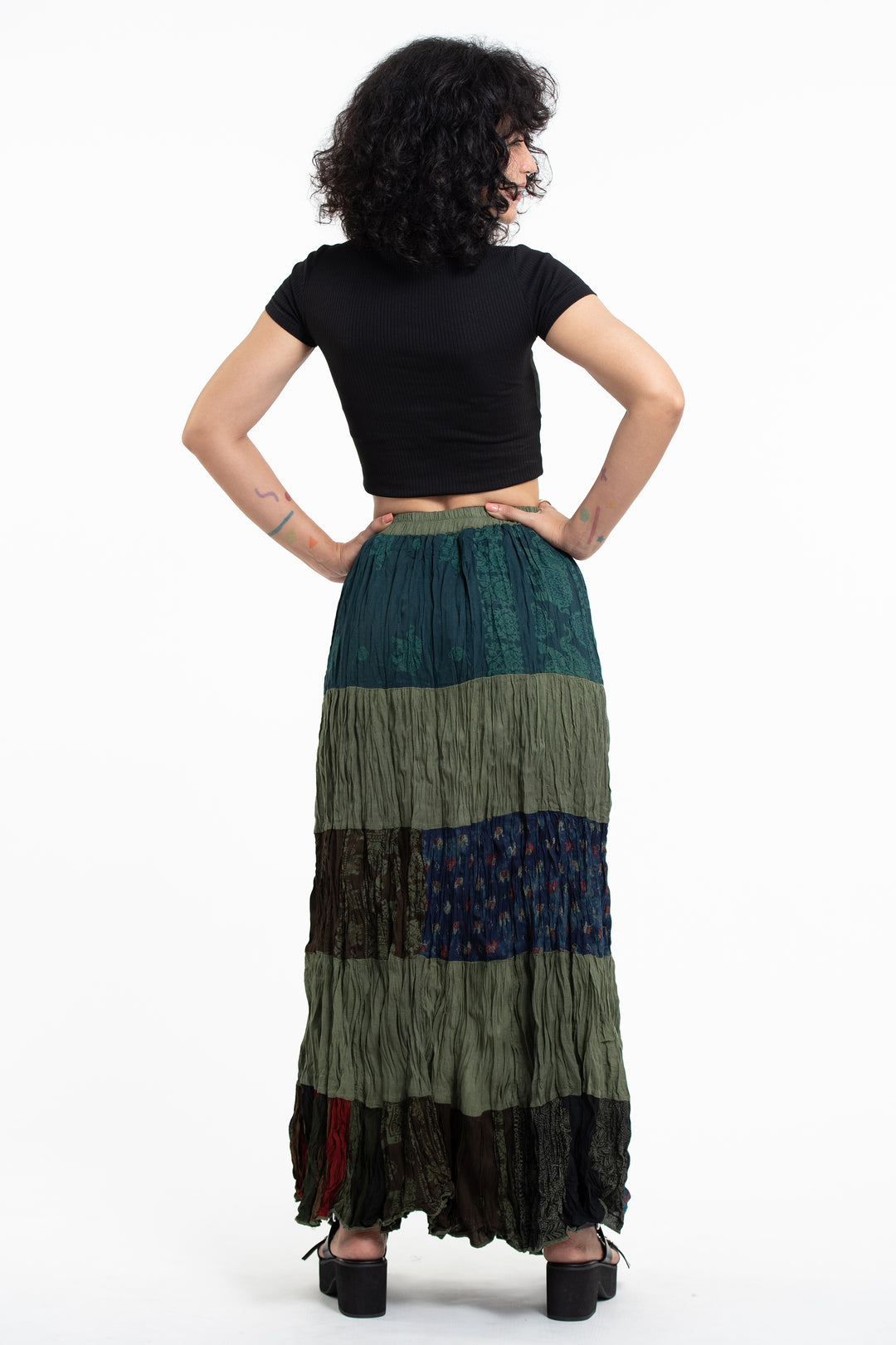 Patchwork Long Skirt in Green – Harem Pants