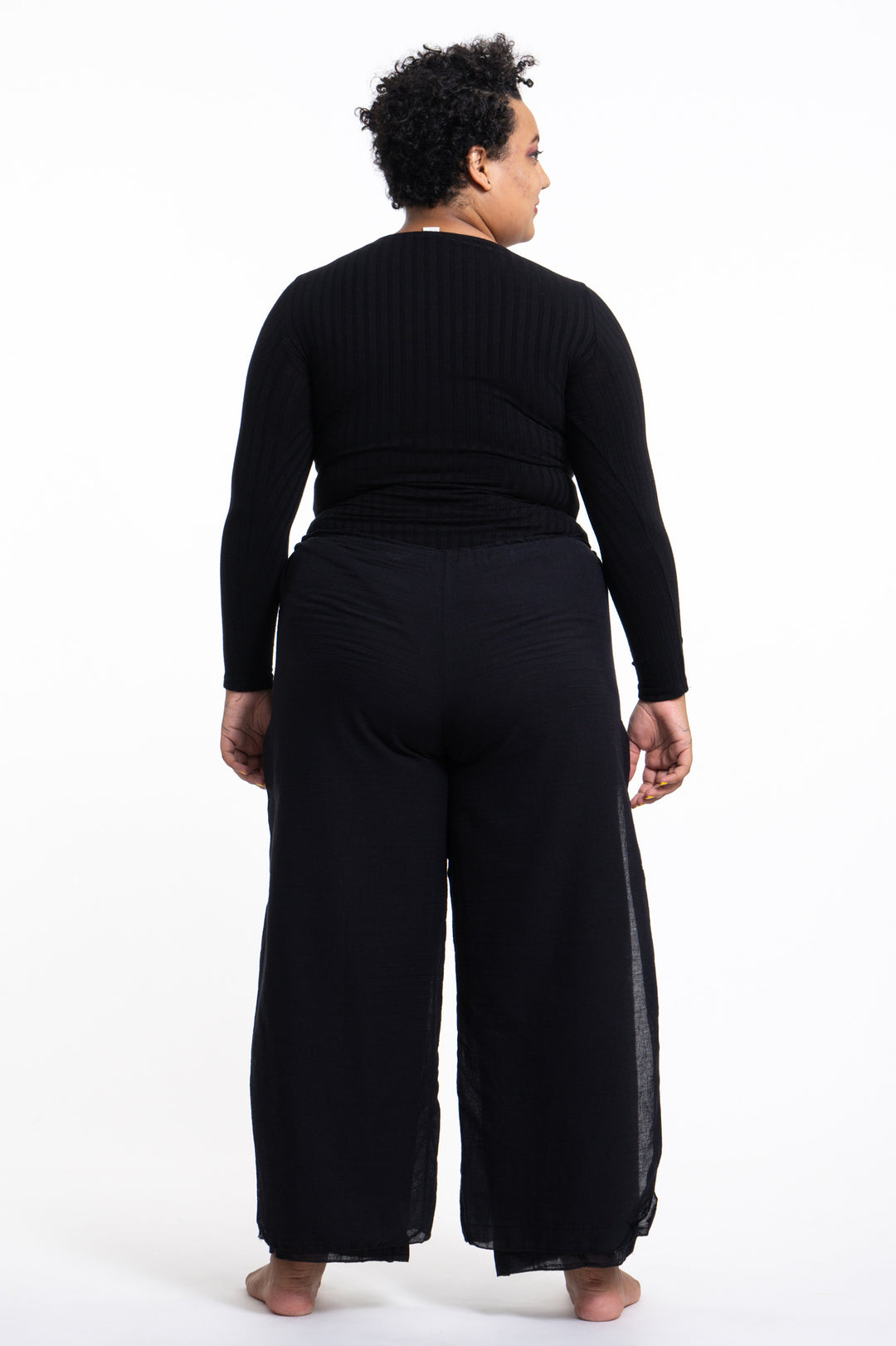 Plus Size Womens Thai Harem Double Layers Palazzo Pants In Solid Blac Harem Pants 9139