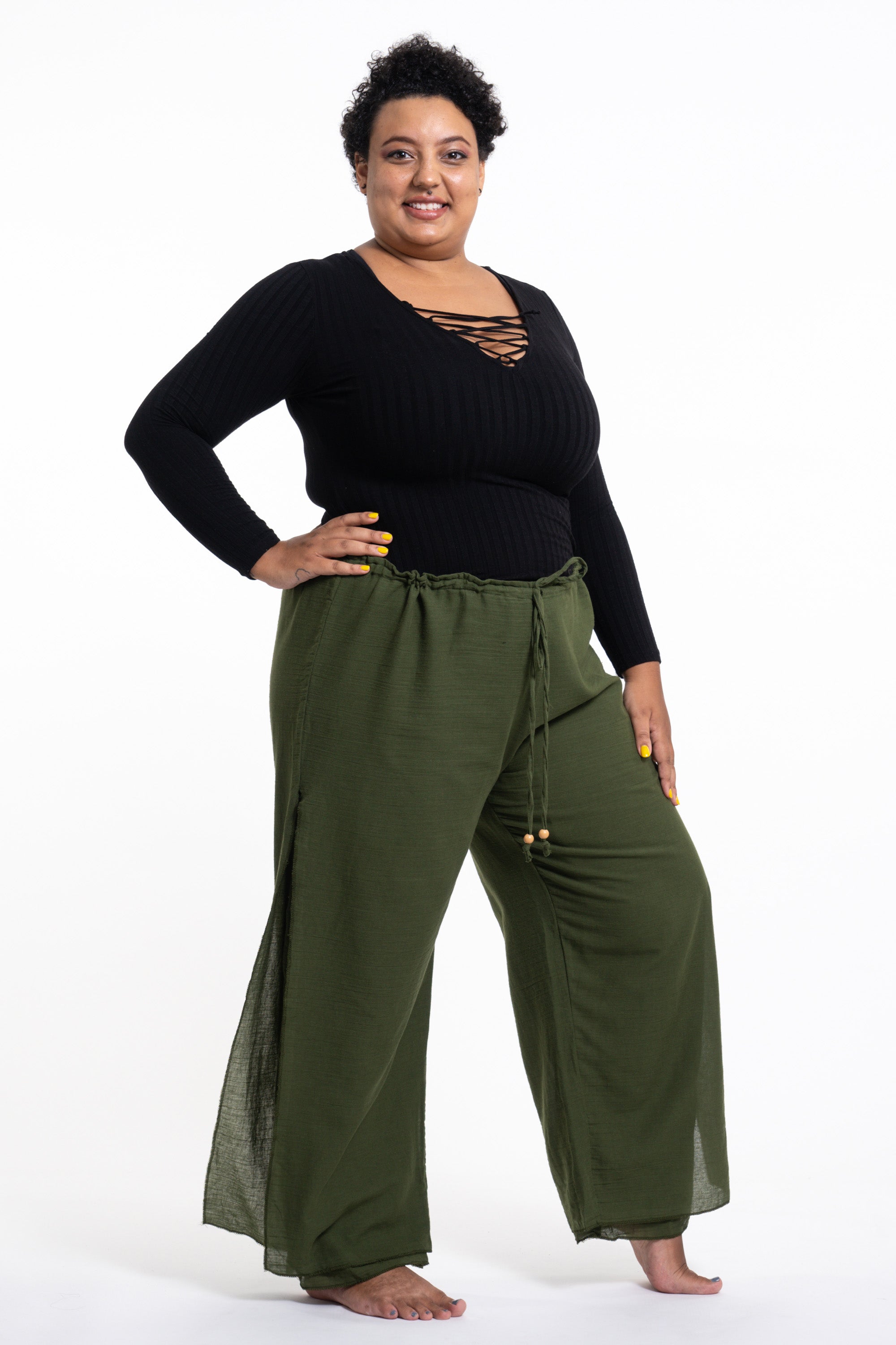 Olive Elastic Waist Tiered Wide Leg Pants · Filly Flair