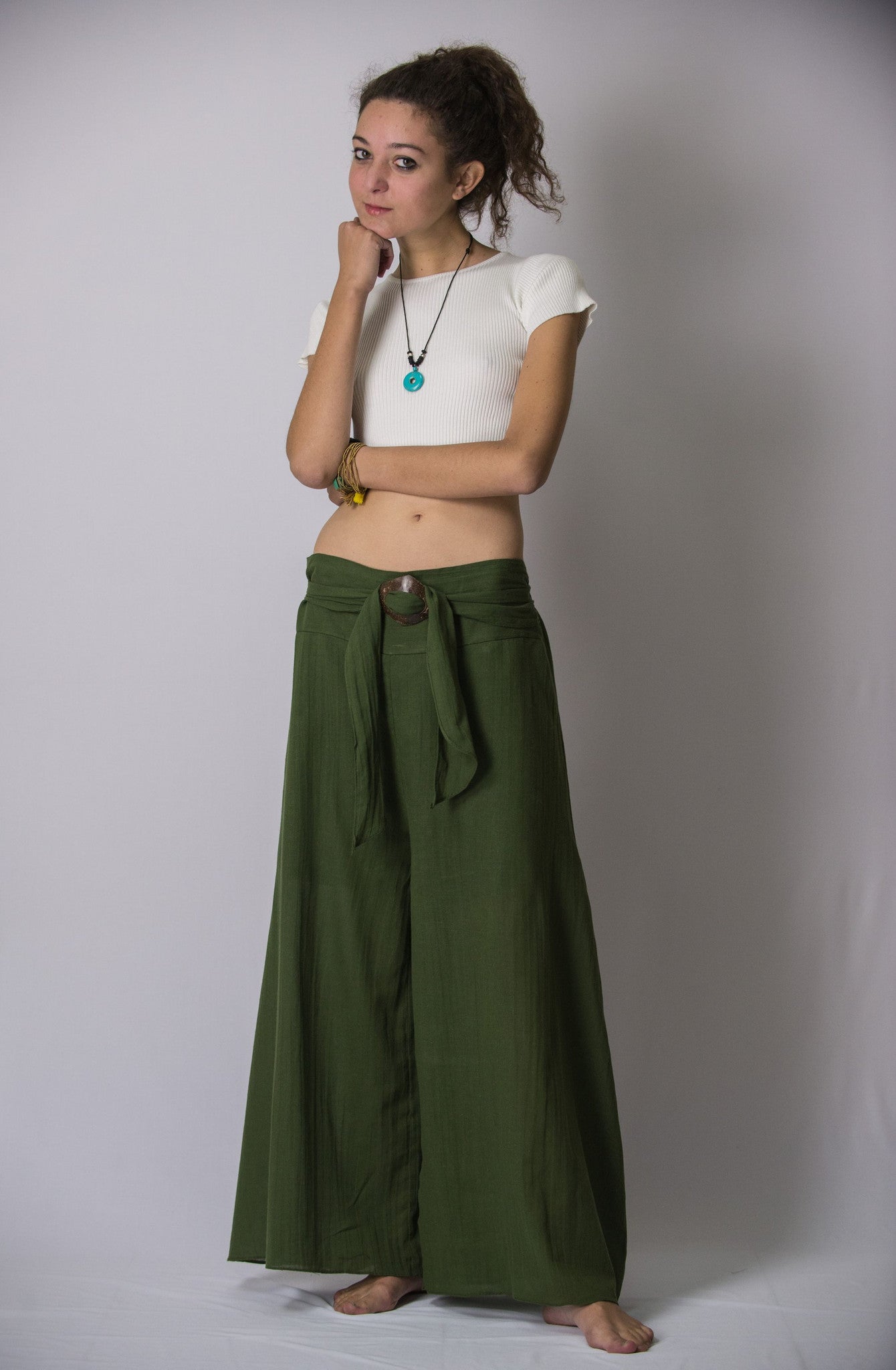 Women's Thai Harem Palazzo Pants in Solid Green – Harem Pants