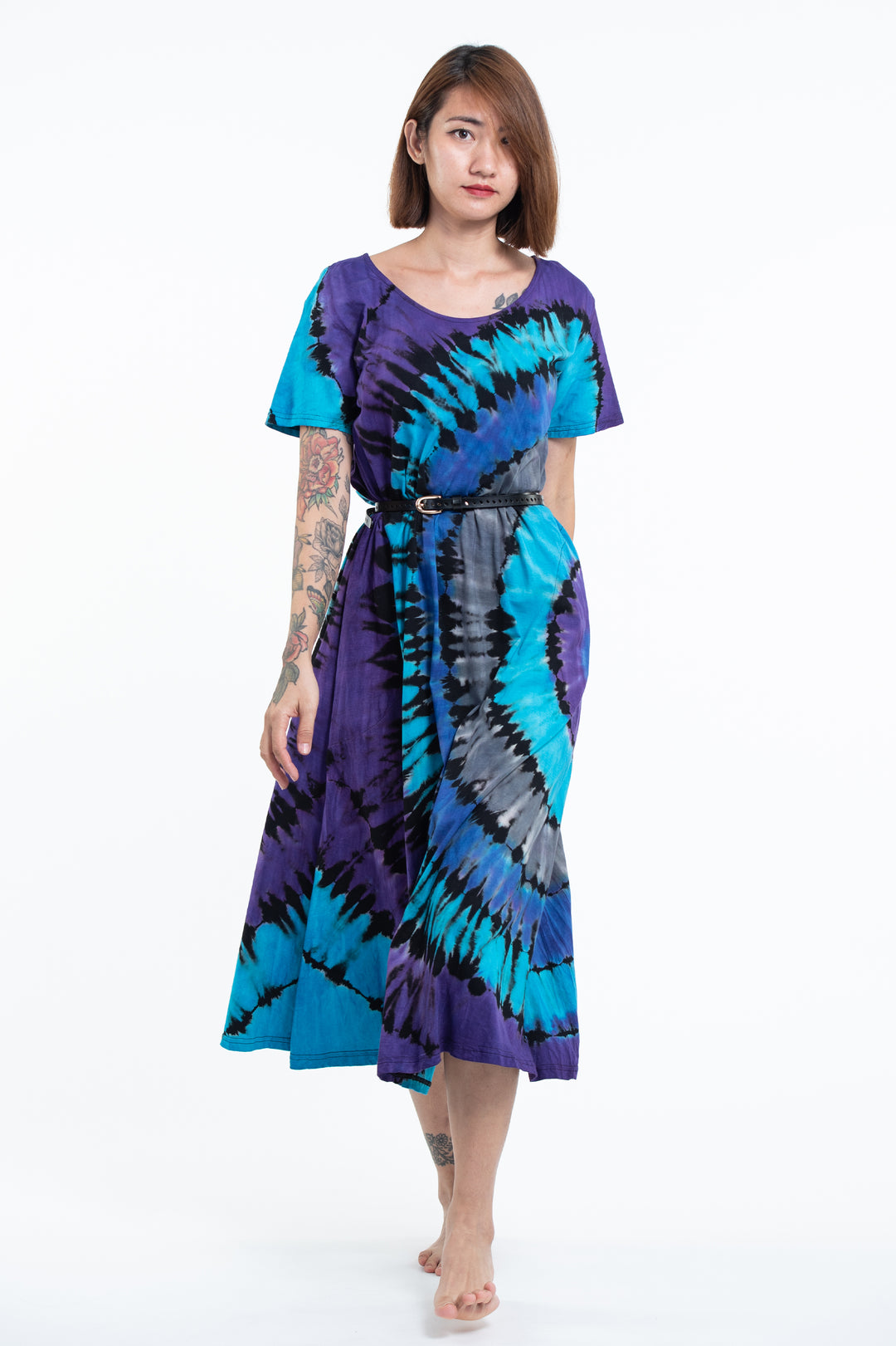 Tie Dye Loose Midi Dress in Blue – Harem Pants