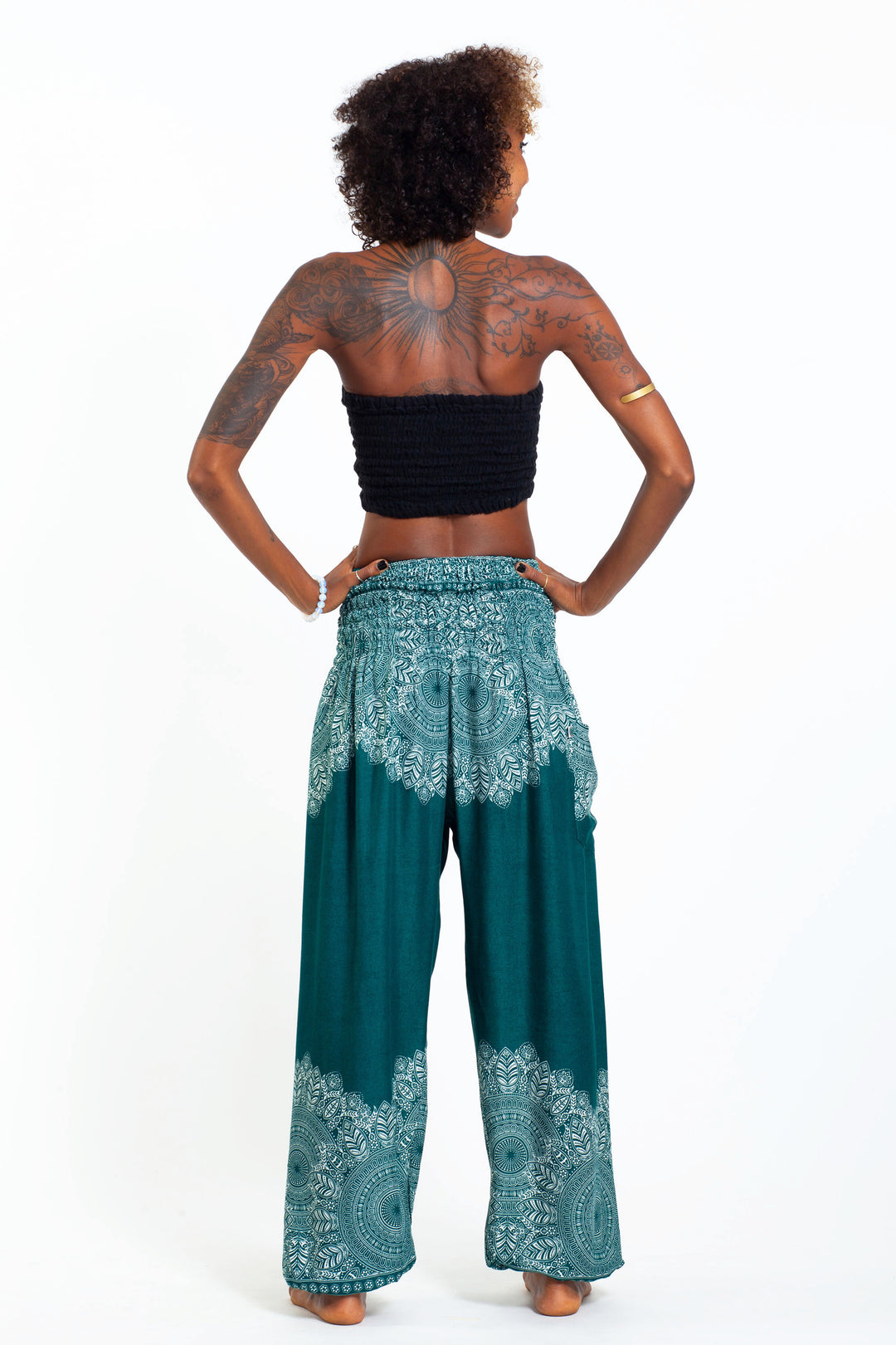 Floral Mandalas Womens Harem Pants In Teal