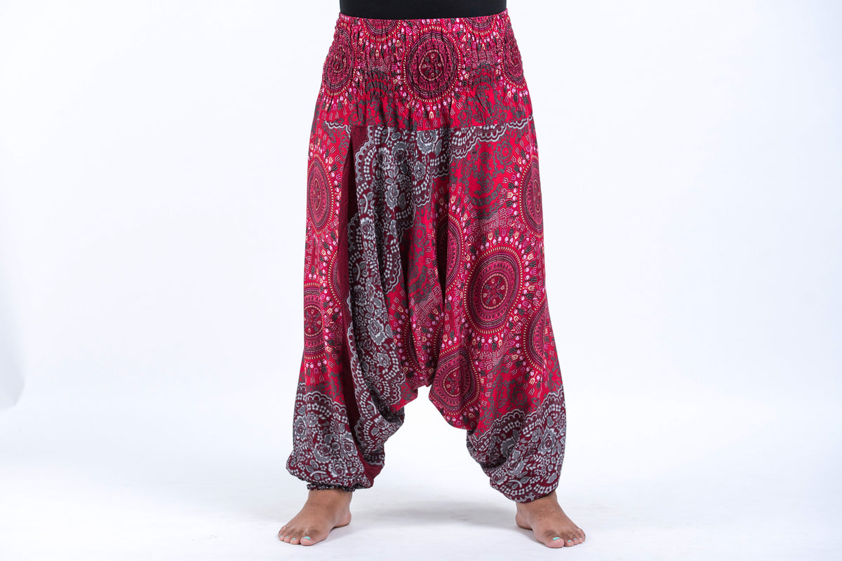 Plus Size Trishula Mandalas 2-in-1 Jumpsuit Harem Pants in Red