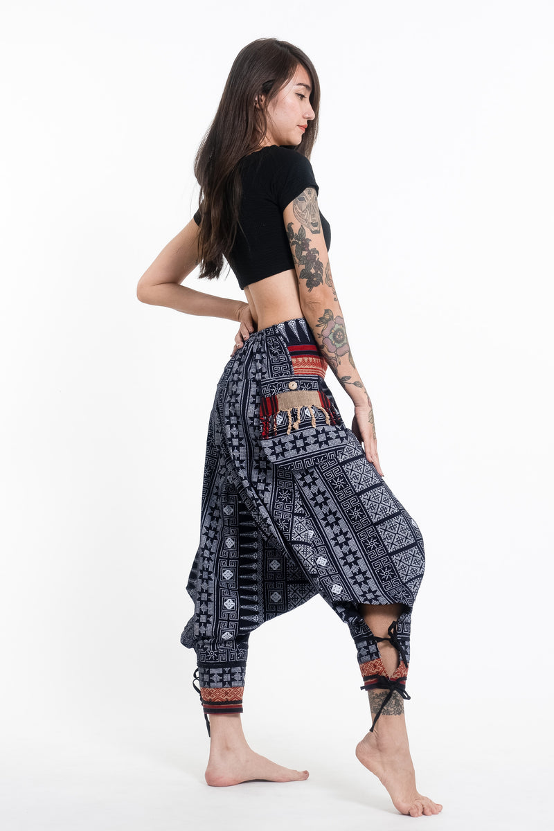 Traditional Prints Thai Hill Tribe Fabric Women's Harem Pants with Ank