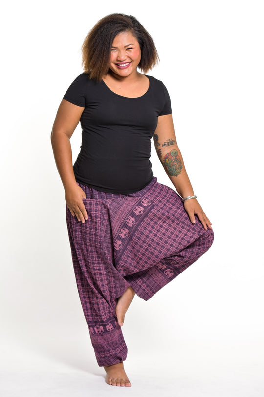 Plus Size Hill Tribe Elephant Womens Elephant Pants In Purple Harem Pants 4402