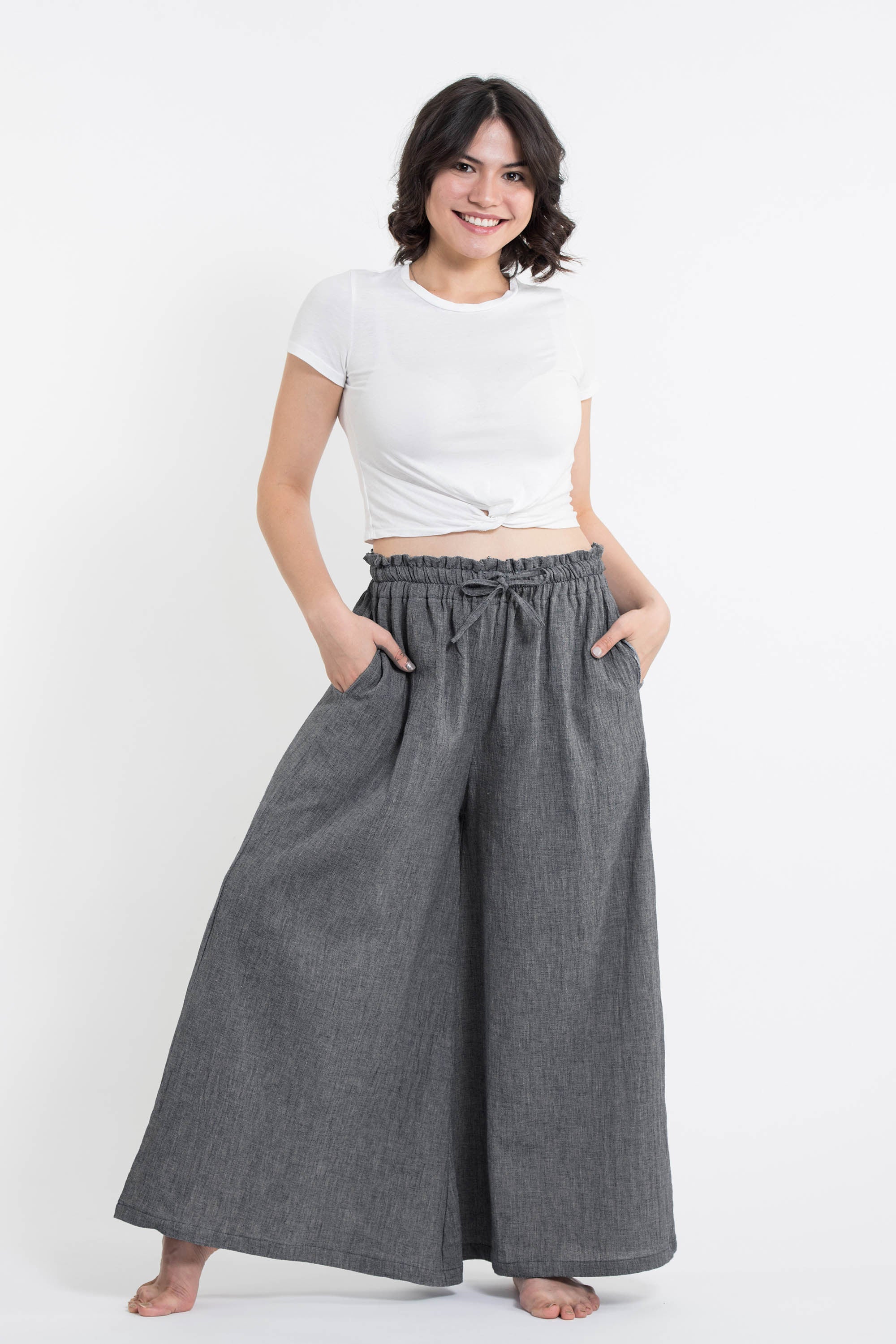 Organic Beige High Waist Harem Cotton Linen Pants SummerFabric: Cotton 45%,  Linen 55%Size & Fit: T…
