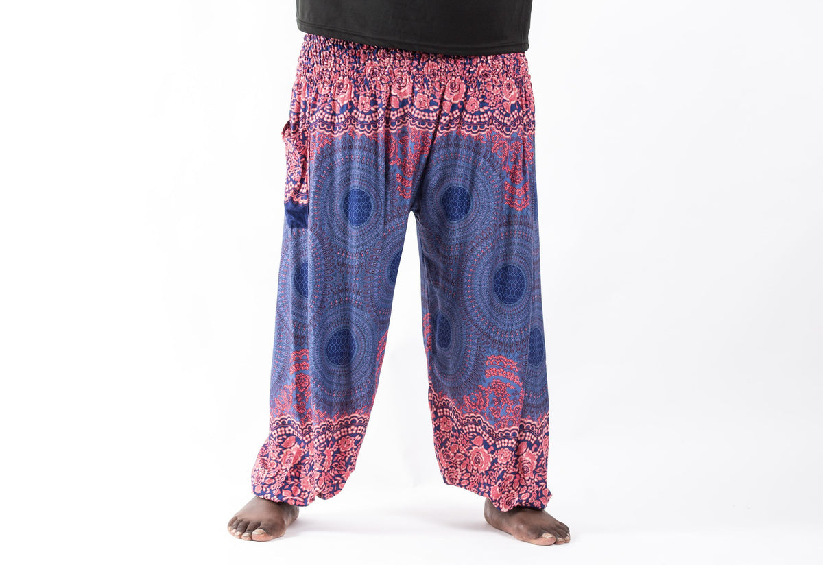 Plus Size Geometric Mandalas Men's Harem Pants in Blue